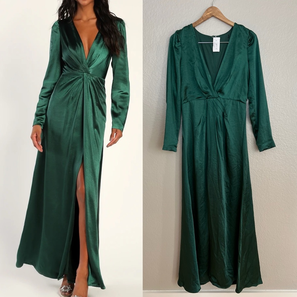 Lulu's Emerald Green Long Sleeve Dress